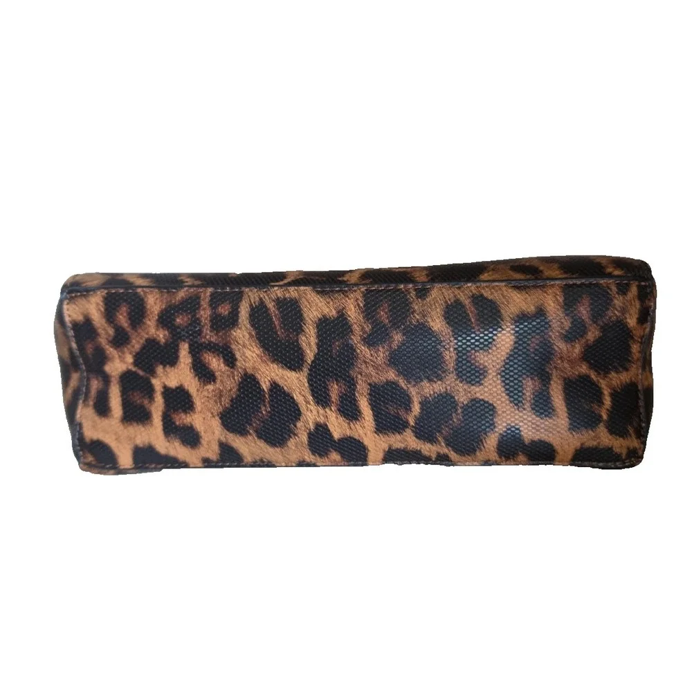 Leopard Print Satchel Bag – Black Handles & Gold Hardware - OS